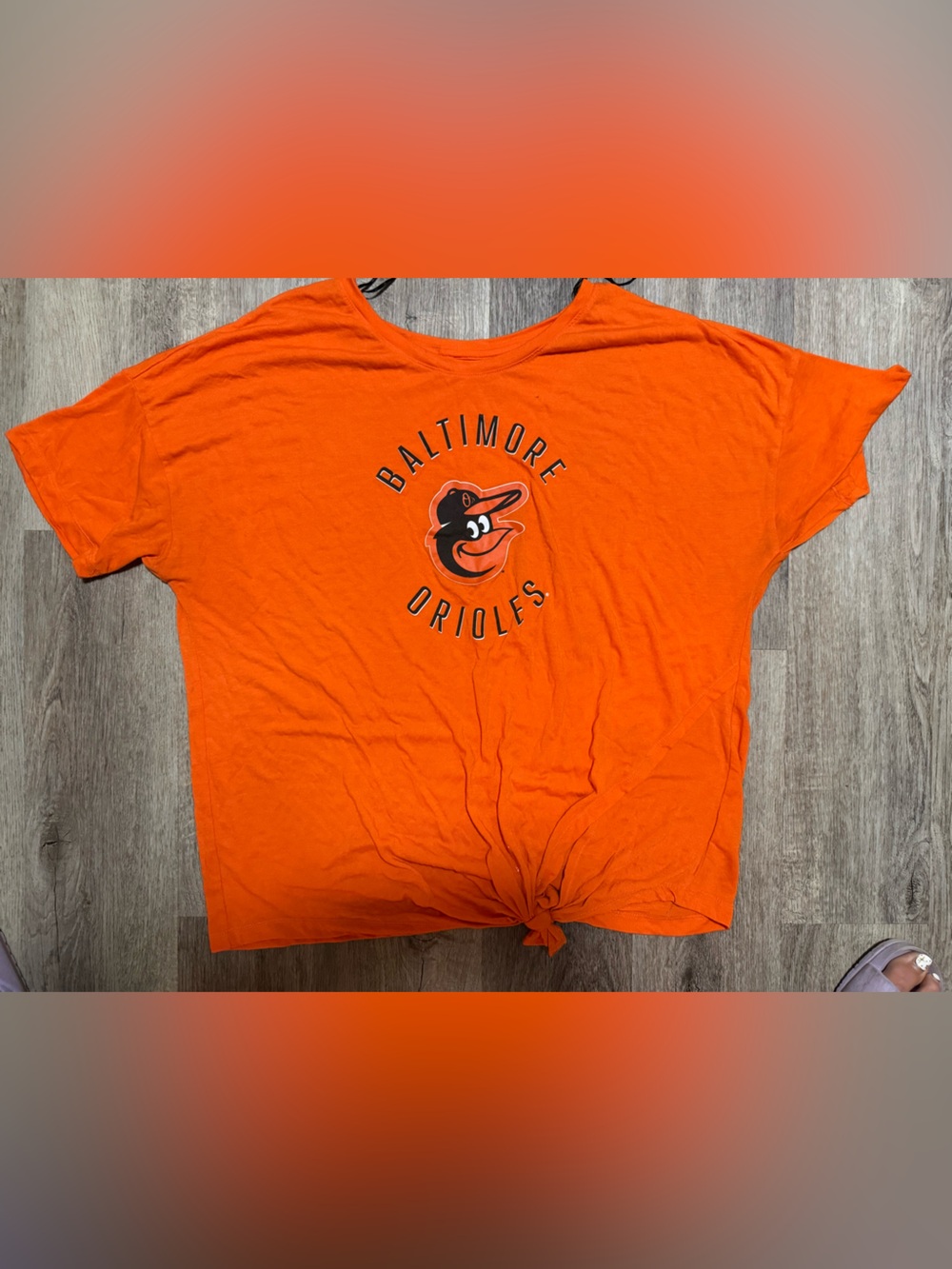 Baltimore Orioles Women’s Orange Short Sleeve Knot Front Tee
